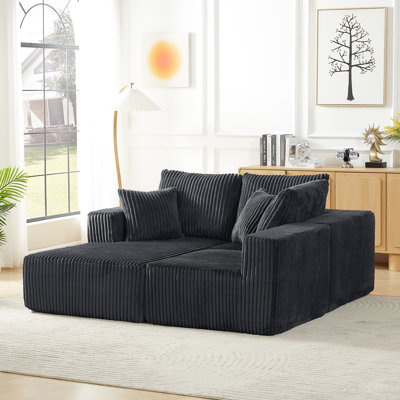 4 - Seater Modular Sectional Corduroy Cloud Couch, Dark Grey For Living Room, Instant Use, Comfortable Sponge And Spring Structure, Appearance Modern Couch No Assembly, Multi Functional, Pocket