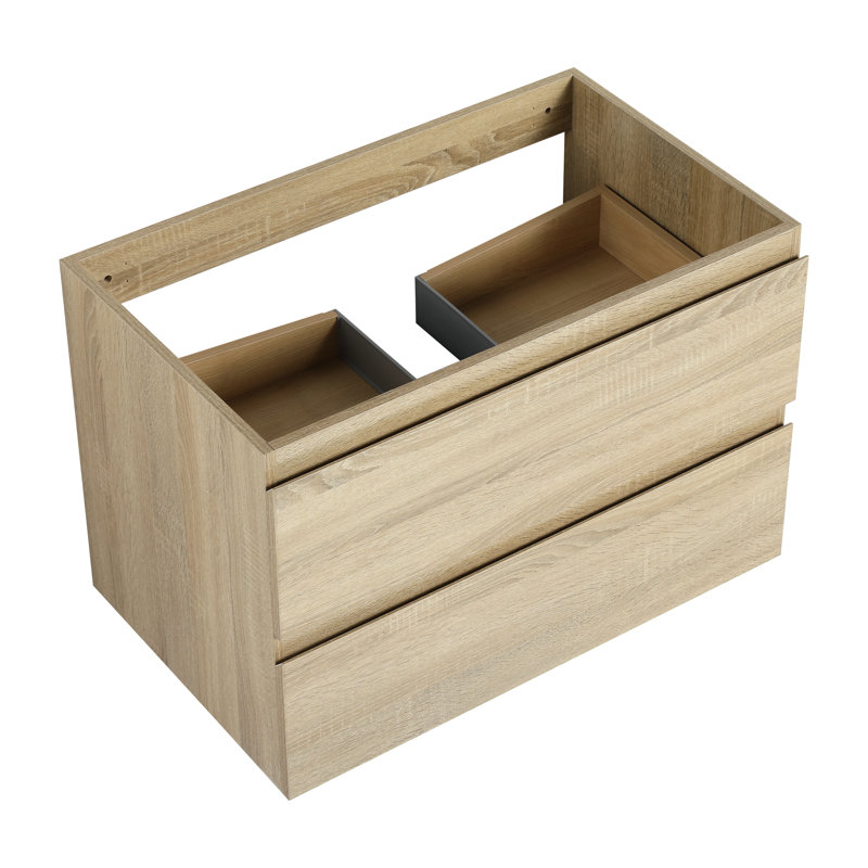 Armoire de salle de bain en chêne avec contreplaqué 2 tiroirs en chêne, contreplaqué, économiseur d'espace, 30", Chêne