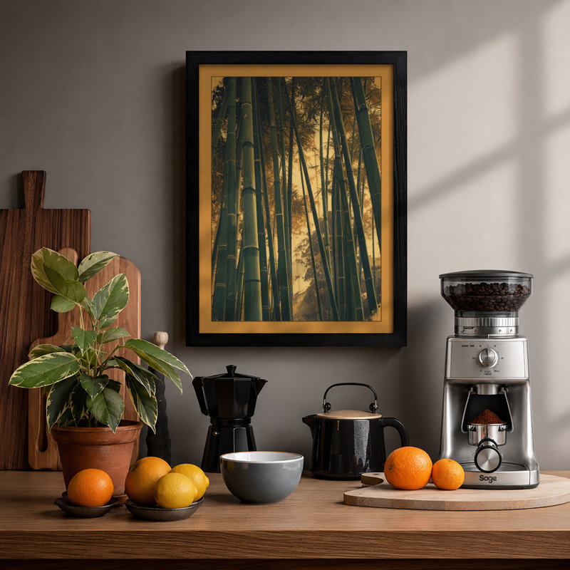 Bamboo Grove Light Japandi - Print, A1 - 84.1 x 59.4 cm, Black