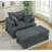 Comfortable Oversized Corduroy Chaise Longue With Movable Ottoman And Extra Pillows-749870402