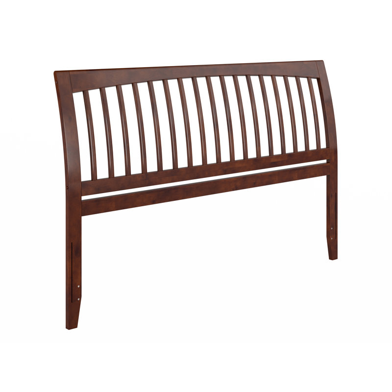 Omariah Solid Wood Traditional Slat Sleigh Headboard, King, Walnut