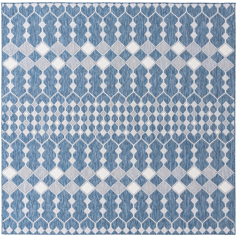 Outdoor Preen Area Rug Denim Color, Square 10'