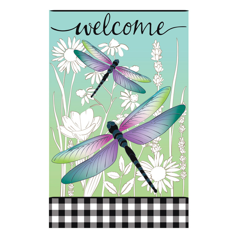 Drapeau de jardin libellules et fleurs sauvages