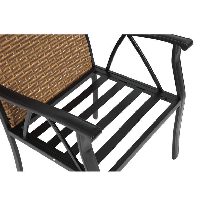 Outdoor Patio Table And Chairs 7 Piece,Steel Construction, Chairs,Brown/Grey Dining Piece,Soft Cushions Steel Table,Brown/Grey