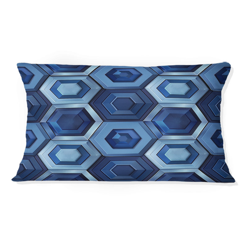 Imprimé hexagonal bleu et blanc - coussin lombaire moderne