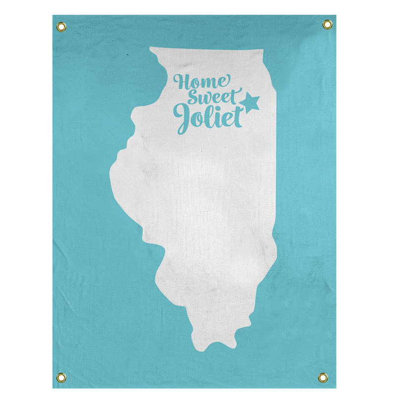 Tapisserie murale joliet illinois, H 36 po x l 26 po, Bleu sarcelle