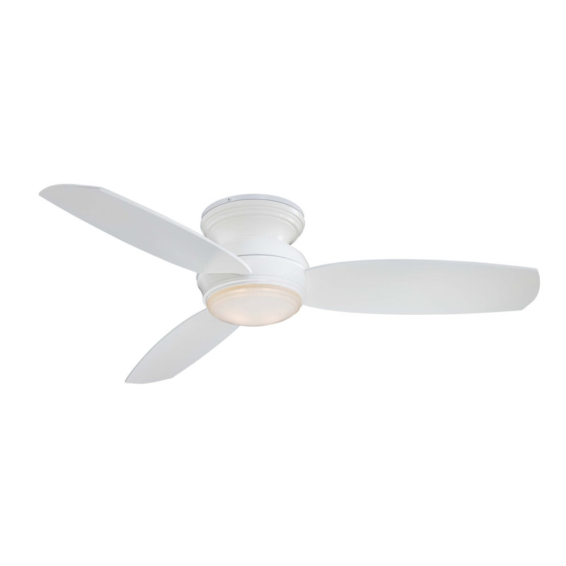 52" White Low Profile LED Ceiling Fan with Remote and Light Kit