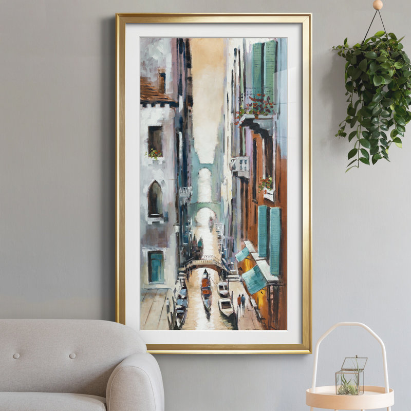 Canal View I - impression, H 10,5 po x l 18,5 po x P 1,5 po, Or
