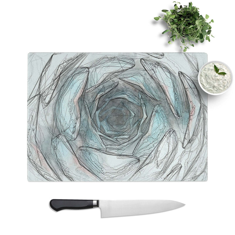 Tempered Glass Succulent Plant Chopping Board, 28.5 cm W x 20 cm L