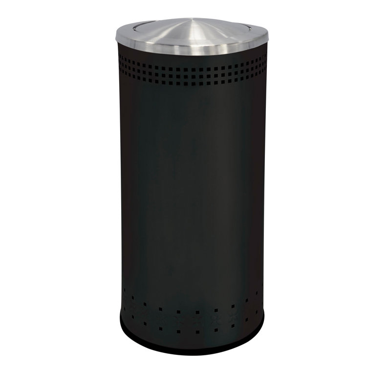 Poubelle à balançoire en acier inoxydable 25 gallons® Precision Series, Noir