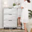 Armoire de rangement pour chaussures avec 3 tiroirs rabattables et miroir-1407211618