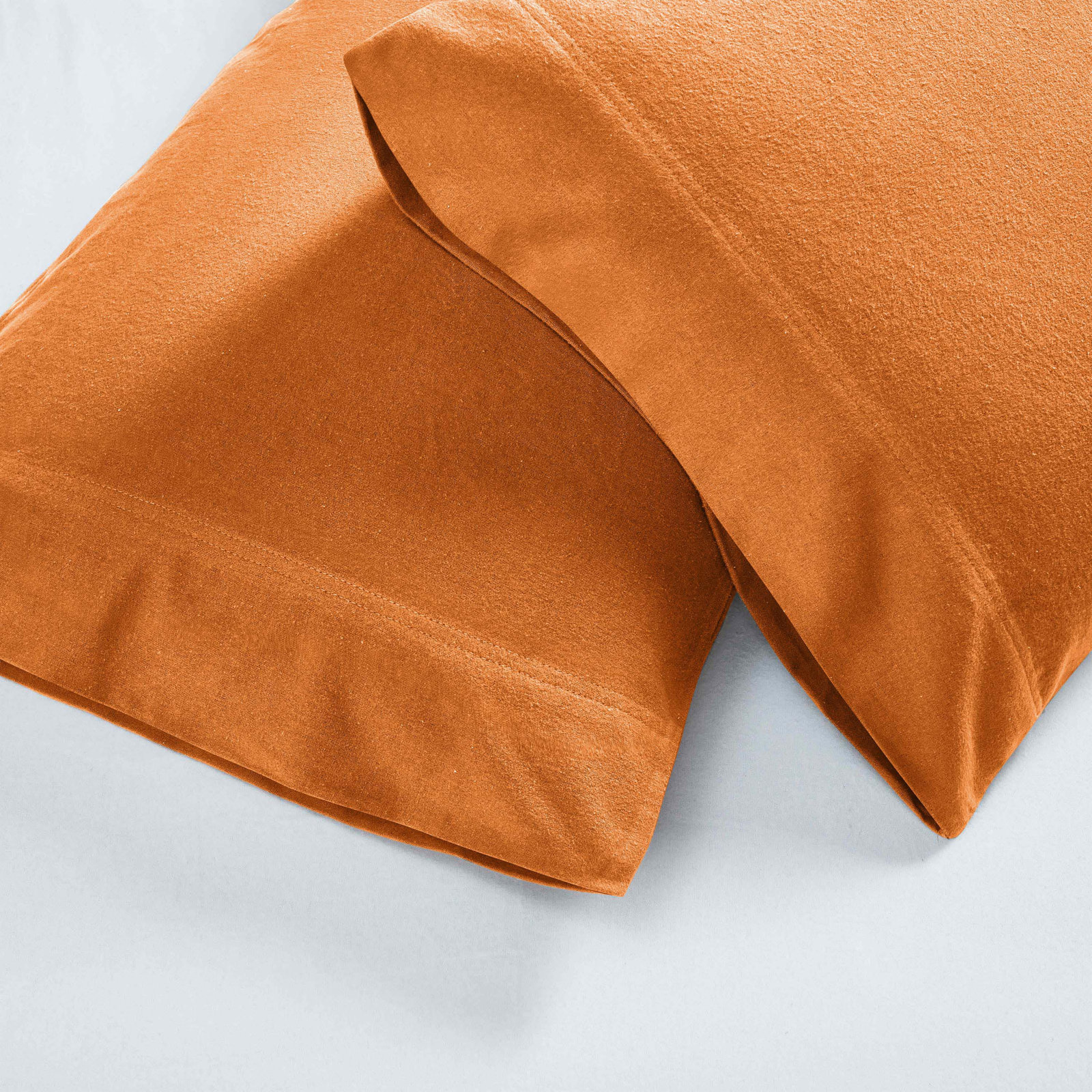 All-Season Breathable 100% Cotton Flannel Pillowcase Set, Pumpkin, King