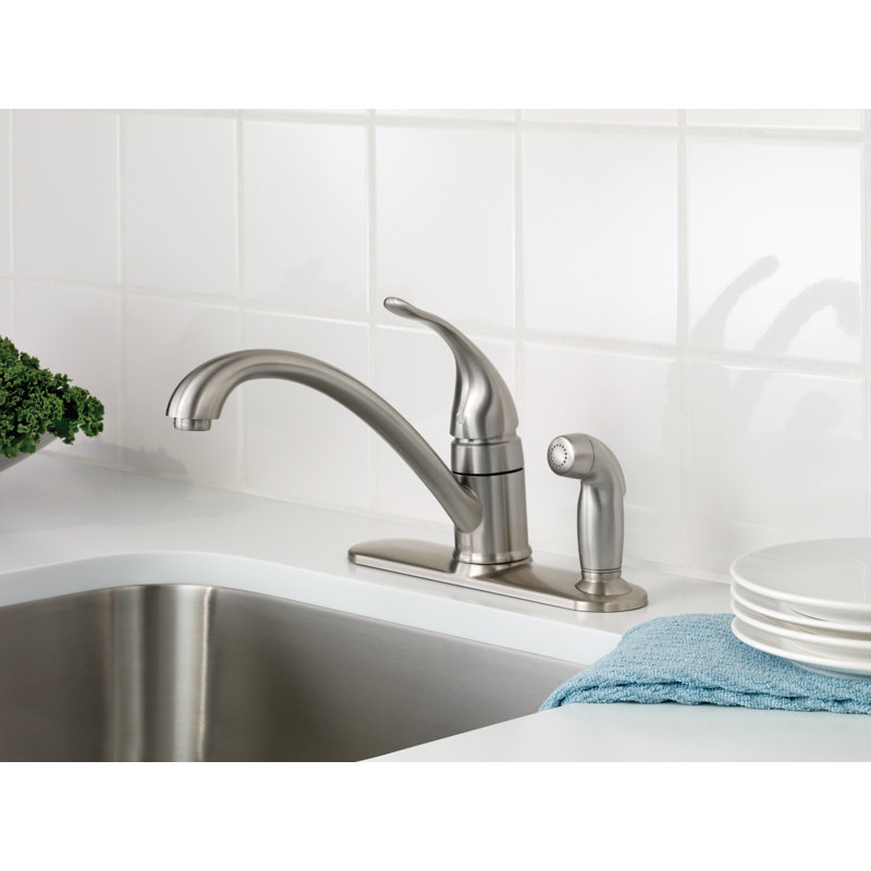 Torrance Single handle Kitchen Faucet with Side Spray and Deck Plate, Chrome