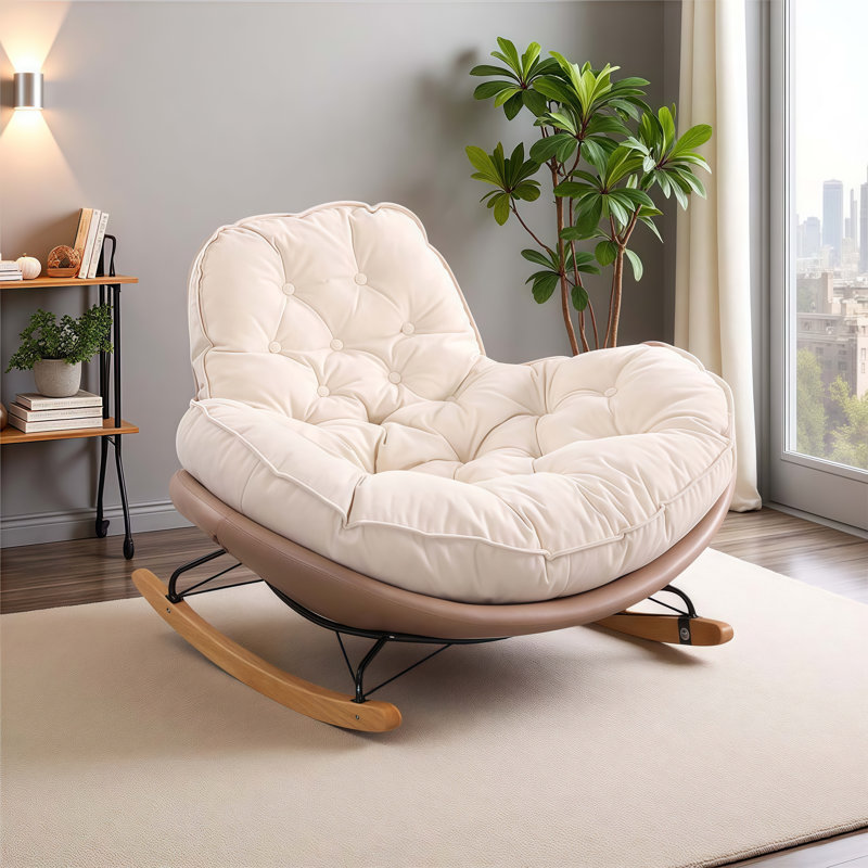 Chaise berçante rembourrée Kimbro, Café clair