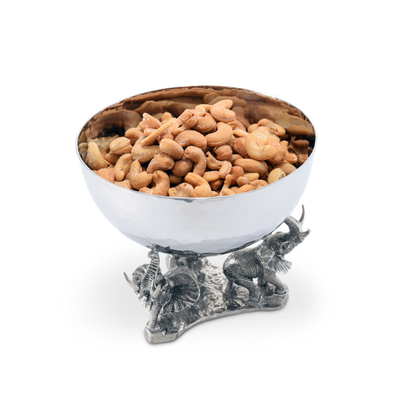 Safari Nut Bowl with 3 Pewter Elephant Base
