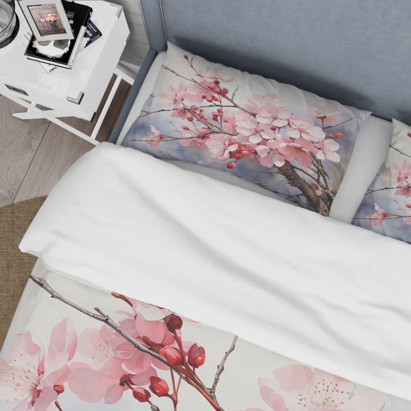 Ensemble de housse de couette en microfibre / polyester China Art Cherry Blossom
