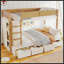 Lit superposé simple au dessus d'un lit simple / simple TG au dessus d'un lit double avec 4 tiroirs de rangement, fabrication en bois massif et garde-robe intégrée, aucun sommier n'est requis, beige et naturel