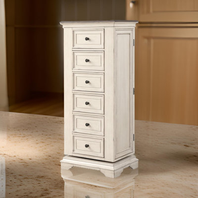 Norcross 6-Drawer Lingerie Swivel Chest with Mirror, Antique White