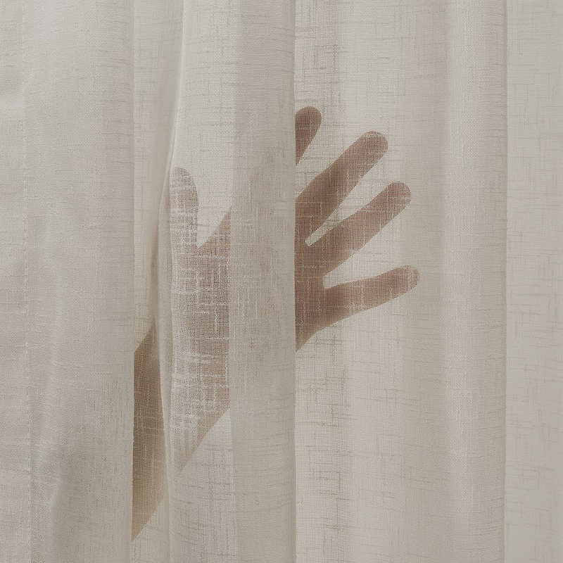 Pinch Pleated Extra Long & Extra Wide Faux Linen Semi Sheer Single Panel, Beige, 75" W x 63" L