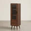 Armoire d'appoint Mid-Century moderne en chêne massif 47 "avec 2 tiroirs, porte cannelée-2032617427-2032617437