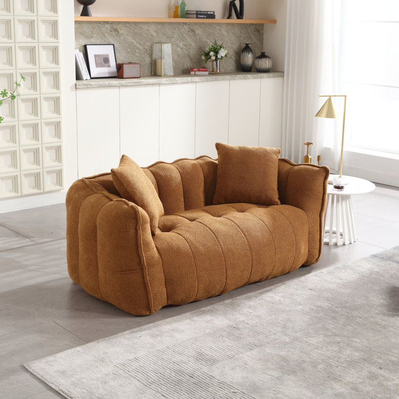Fauteuil à billes doux avec noyau en mousse haute résilience pour deux, parfait pour la détente et le divertissement, Yellow