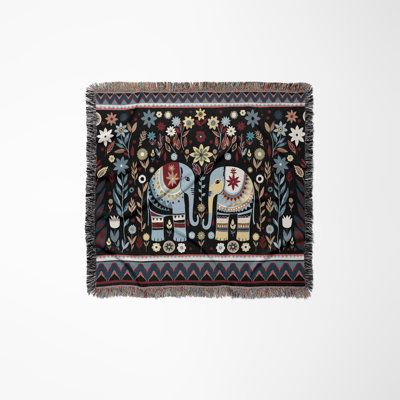 Jeté en mélange de coton Cece Elephant