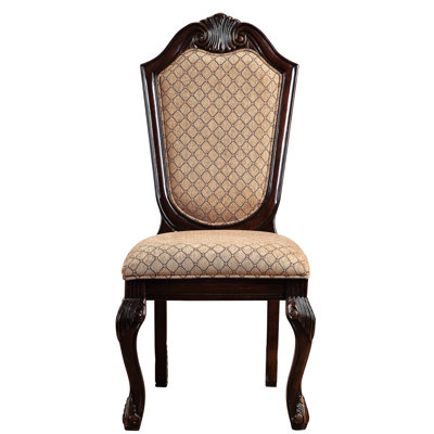 Beige Dining Chairs  2  - Traditional Solid Back With Ergonomic Cushion, Floral Of 2 & Beige, Comfortable Foam Cushion