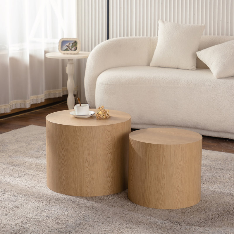 Ensemble de 2 tables basses gigognes, Naturel