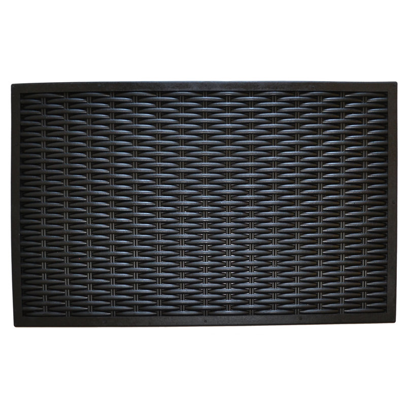 Black Rubber Outdoor Woven Doormat, 30" x 18"