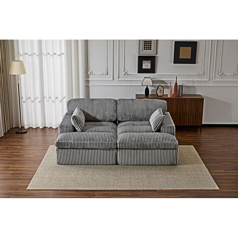 Fauteuil de salon rembourré, canapé-lit, Velours côtelé gris