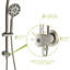 Pomme de douche à effet de pluie 4,7 po et ensemble de douche à main 7 po en nickel brossé avec ensemble de bras coulissant réglable Système nickel: pomme de douche, douche, bar-121077018