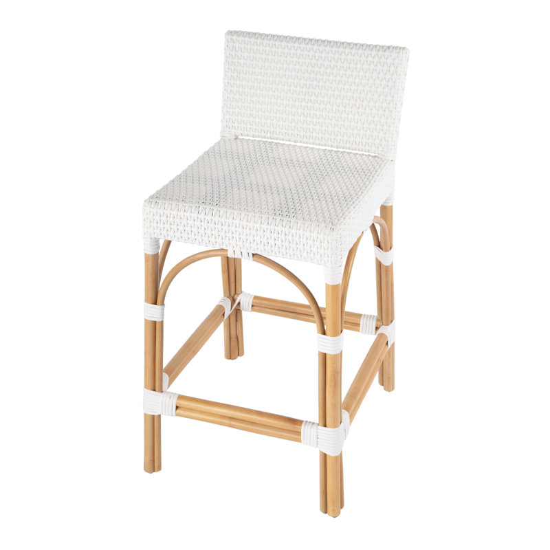 Tabouret de bar 24,5 po Estella, Blanc/naturel, Tabouret de comptoir (siège d'une hauteur de 24 p