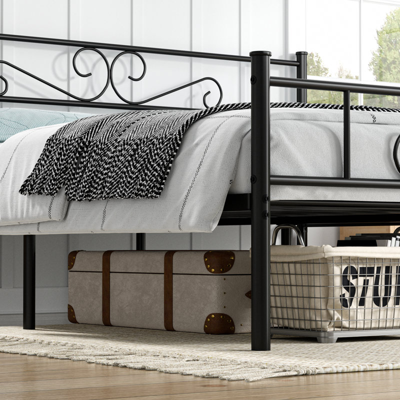 Kempst 14 Inch Full Size Metal Platform Bed with Headboard and Footboard, Heavy Duty Mattress Foundation with Steel Slats Support, No Box Spring Needed, Under Bed Storage