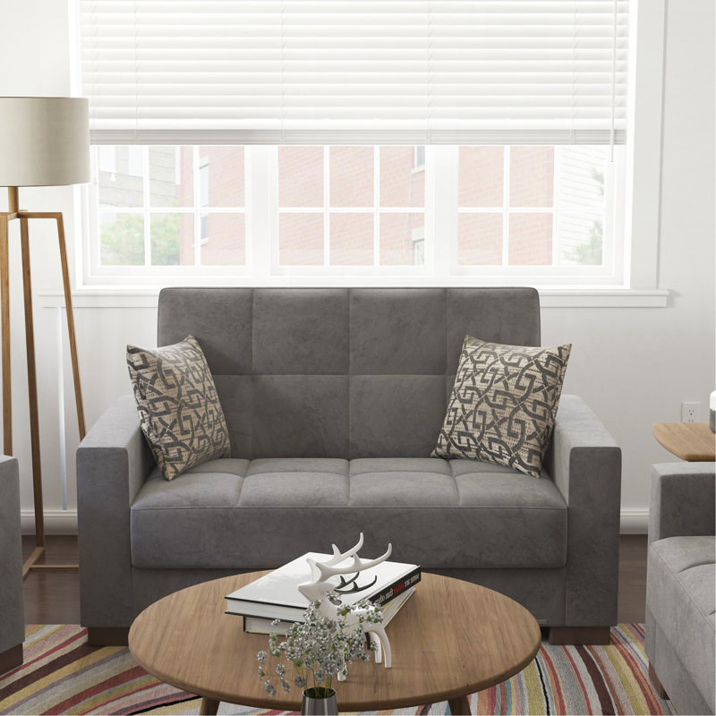 Causeuse convertible avec rangement Collection, Microfibre grise, Gris