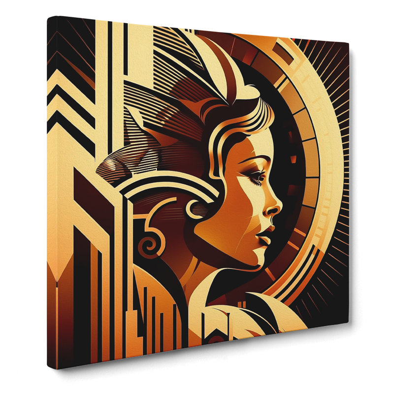 Art Deco Woman Graphic Art - Wrapped Canvas, 35cm H x 35cm W x 3cm D