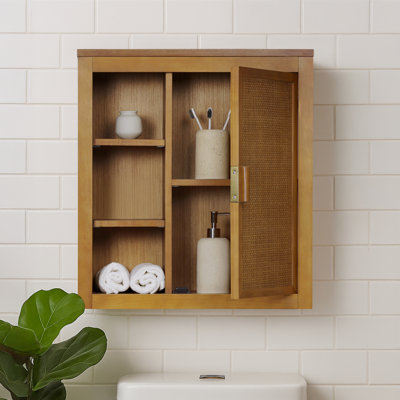 Ameer Wall Cabinet with Open & Closed Storage and Sturdy Shelves
