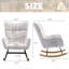 Fauteuil berçant à oreilles en tissu Teddy avec poche de rangement latérale, chaise berçante d'allaitement douce et confortable, base en bois massif robuste et sécuritaire, chaise d'appoint polyvalente pour chambre de bébé et salon, blanc.-133210600