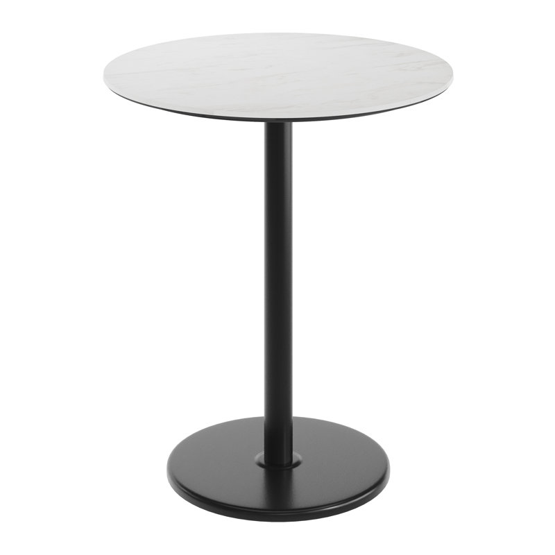 Commercial Seamless Surface Tabletop with Bar Height Round Base, 42"H x 36"L x 36"W, White