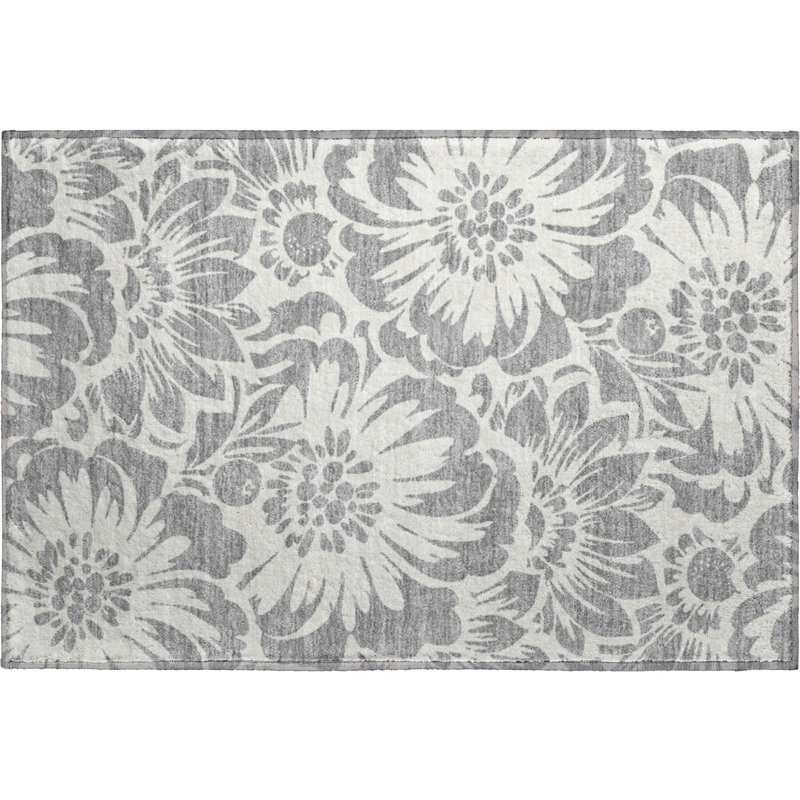 Premium Machine Washable Cerrito AMF551 Gray Rug, Rectangle 1'8" x 2'6"