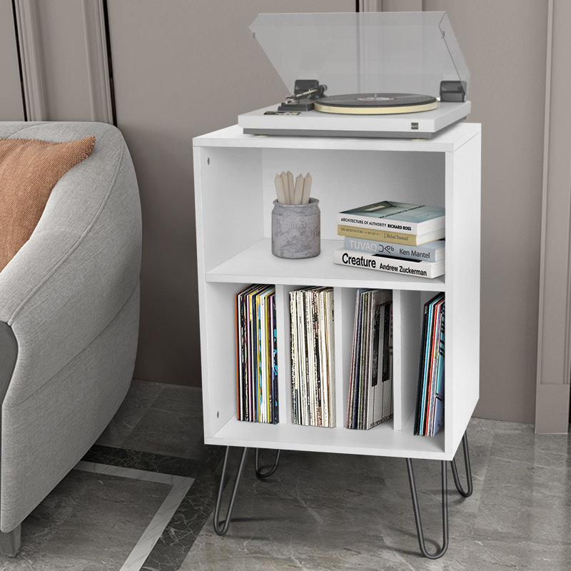 Audio Rack with 2 Open Shelves, White