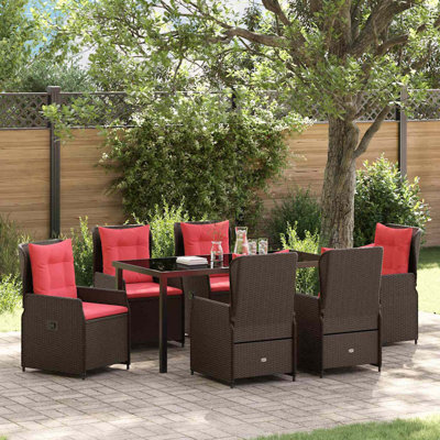  Ensemble de salle à manger de jardin avec coussin 7 pièces
