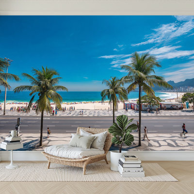 Papier peint adhésif auto-adhésif moderne pour la chambre à coucher, paysage urbain, plage de Copacabana