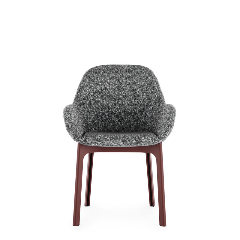 Clap Upholstered Arm Chair, White, Burgundy