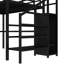 Lit mezzanine en métal pleine grandeur avec garde-robe et lumières à DEL, cadre de bureau en forme de L noir, élégant pour adultes, métal
