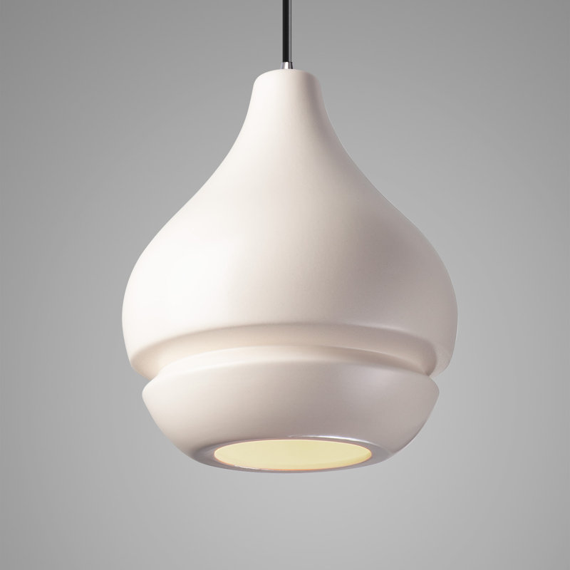 Luminaire suspendu en forme de goutte à 1 lumière Sevenoaks, DEL, Nickel brossé, Blanc mat