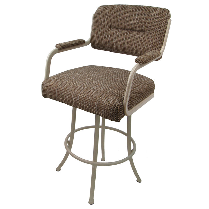 Tabouret de bar pivotant en métal 26 po - M-110 - À carreaux - Beige, Tabouret de comptoir (siège d'une hauteur de 26 p