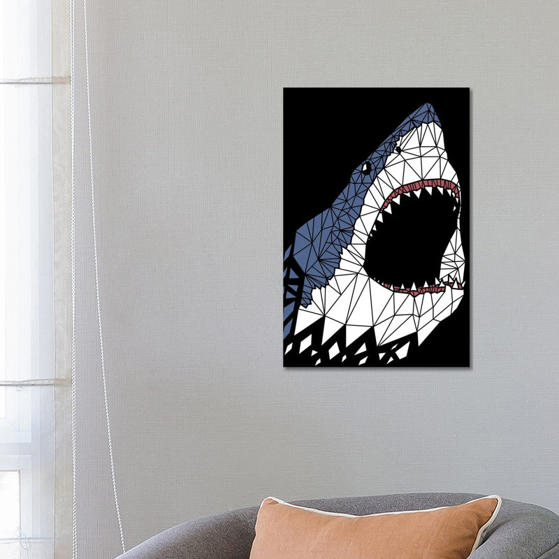 Geometric Great Shark by Alberto Perez - Wrapped Canvas Print, 66.04 cm H x 45.72 cm W x 3.175 cm D