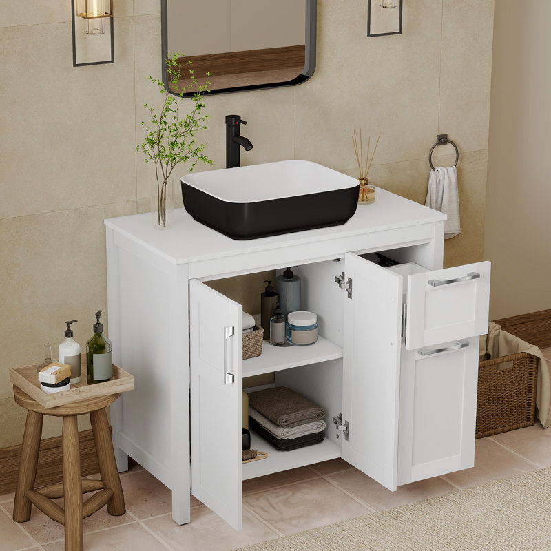 36" Free-Standing Modern Single Bathroom Vanity With Sink, White
