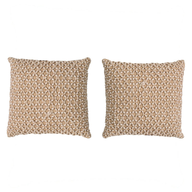 Housse de coussin diamant tressé carré, Beige