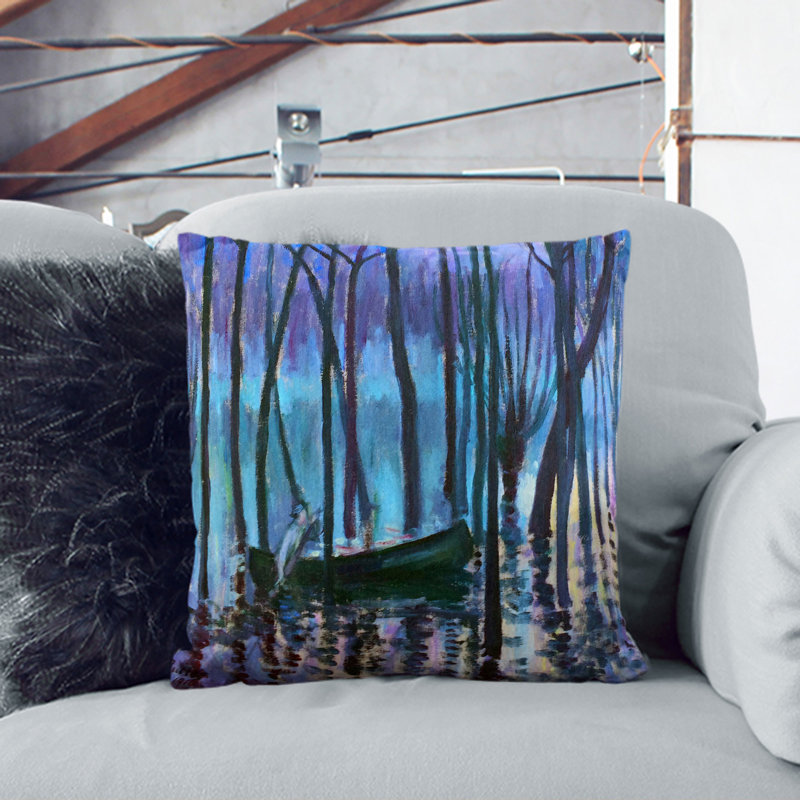 In His Canoe Scatter Cushion, Blue, 55cm H x 55cm W x 20cm D